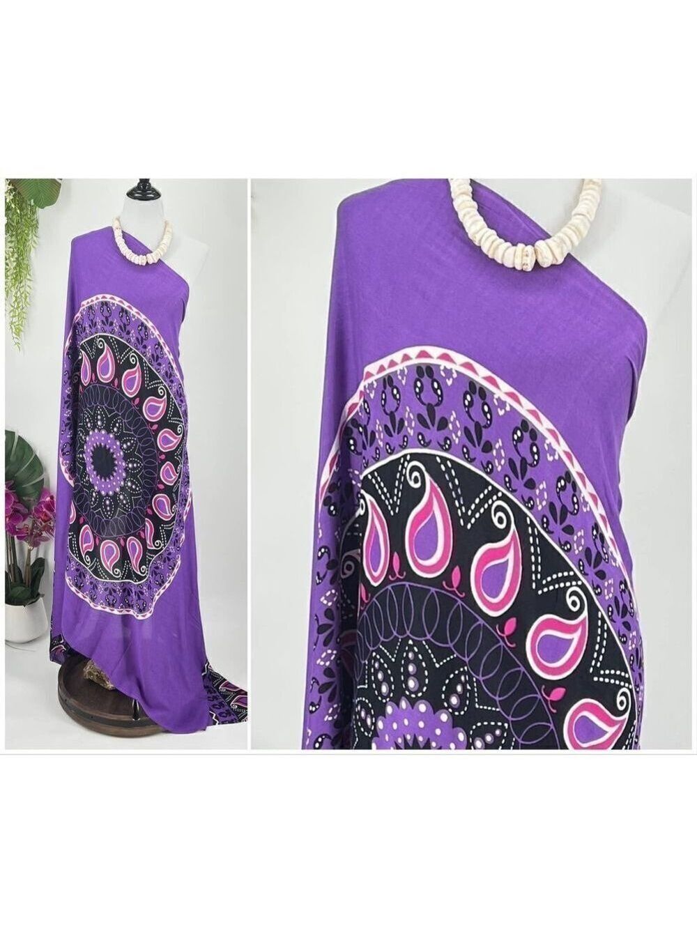 Purple/Pink Mandala SARONG Kīkepa Pareo Lavalava Beach Wrap Skirt Summer Scarf